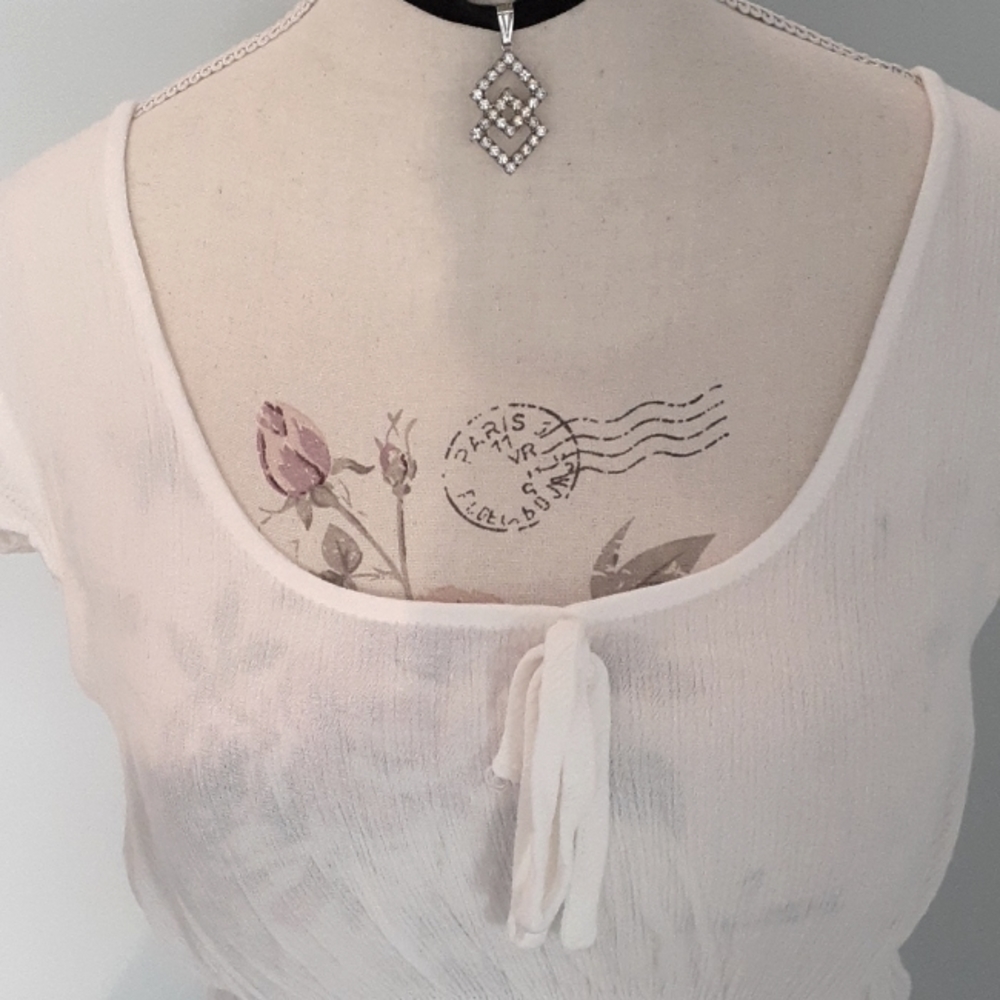 # Sheer white romantic Garage crop top - Picture 2 of 6
